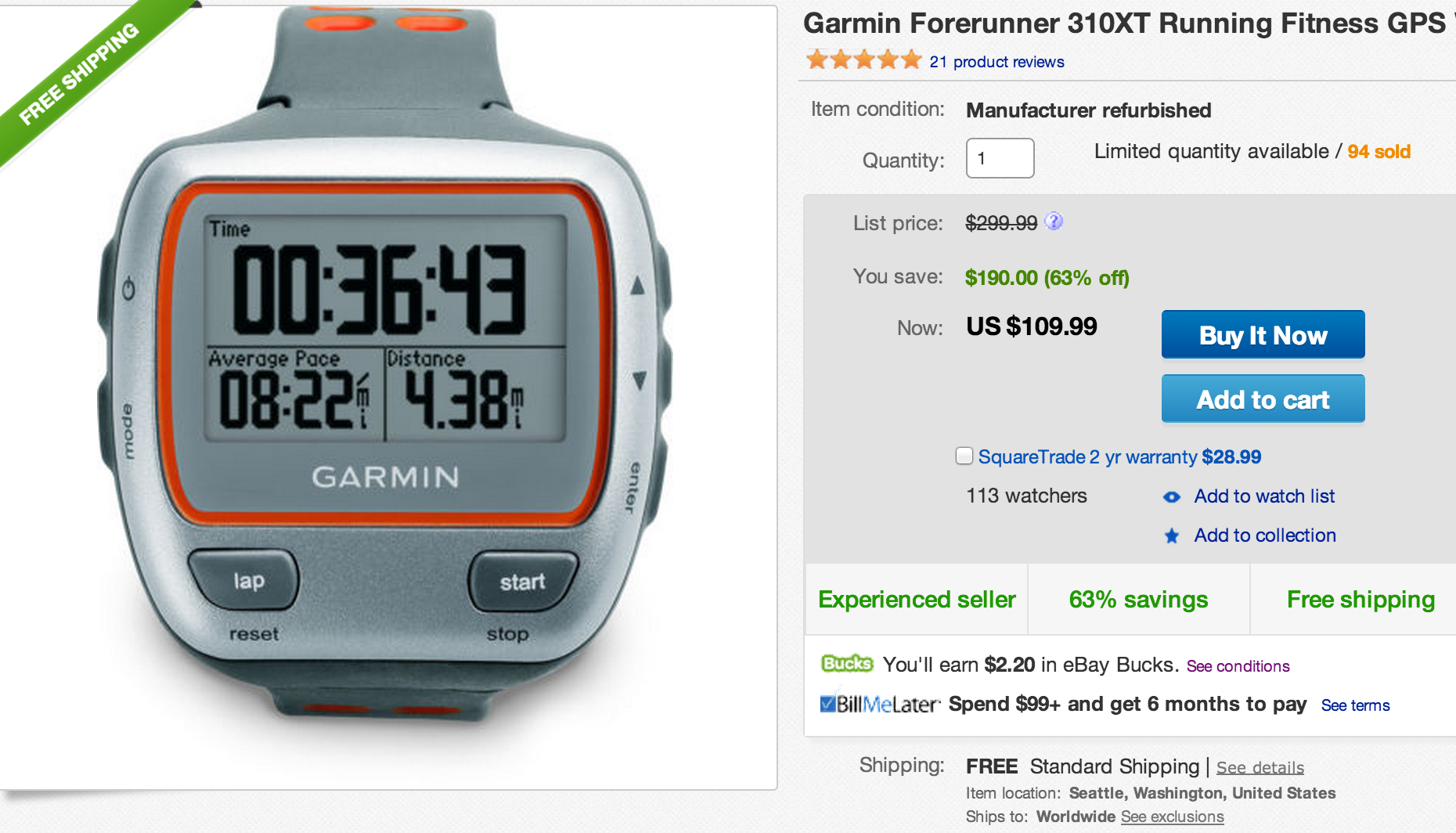 Great Deal: Garmin Forerunner For $110 (Refurb) - Running with Miles