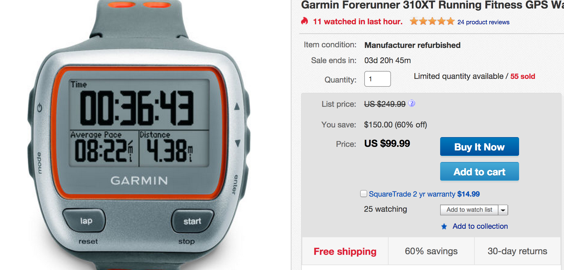 Great Deal: Garmin Forerunner 310XT $99! Running with Miles