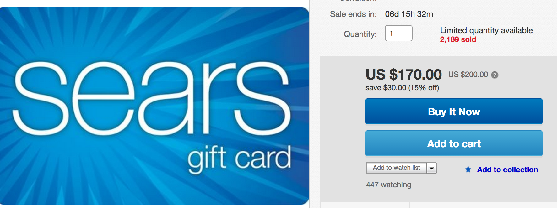 Get Sears 200 Gift Card For 170 Better Than Last Week Running