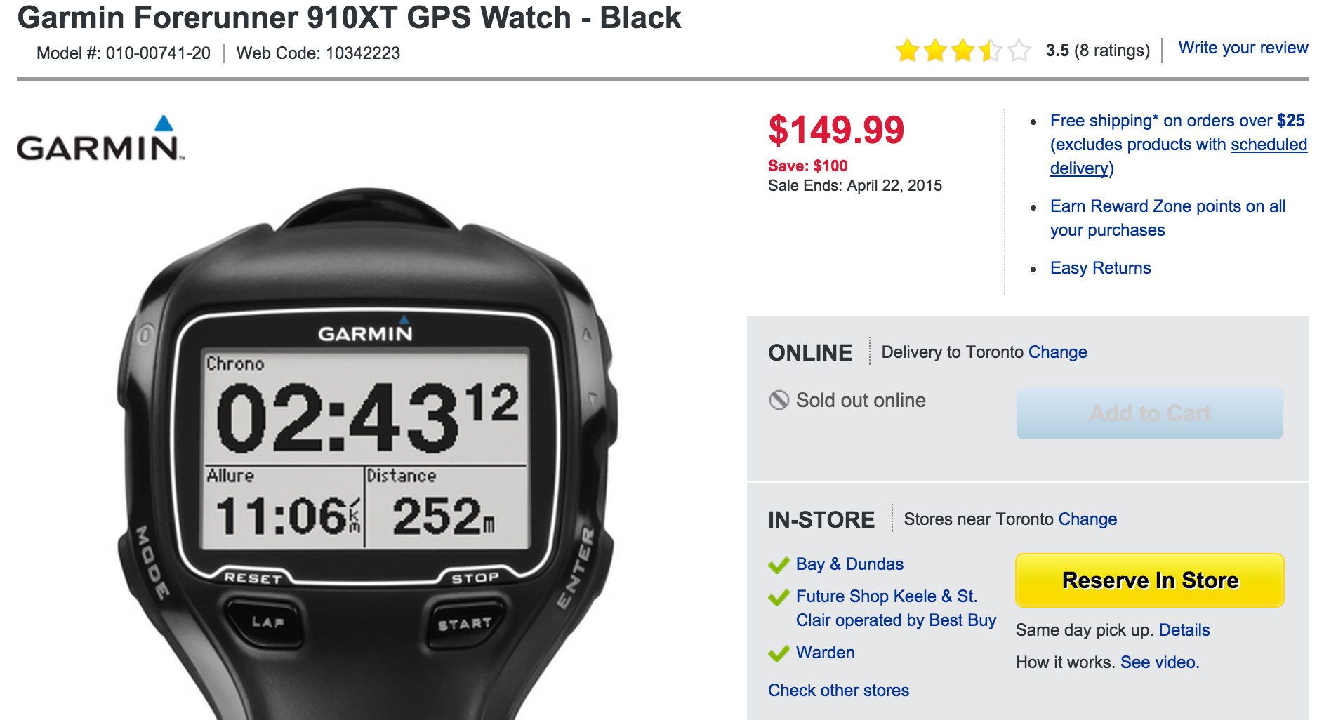 Great 910XT $121 At Best Buy Canada - Running with