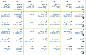 My training schedule