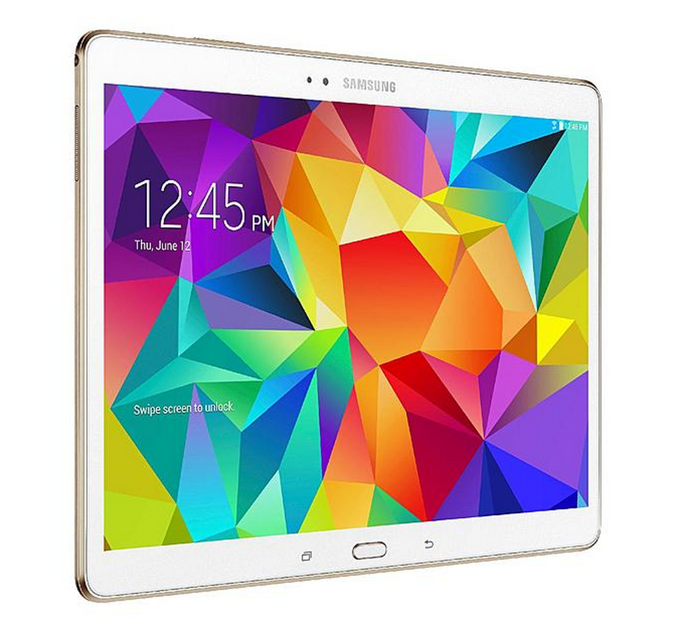 a white tablet with colorful background