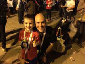a man and boy posing for a picture