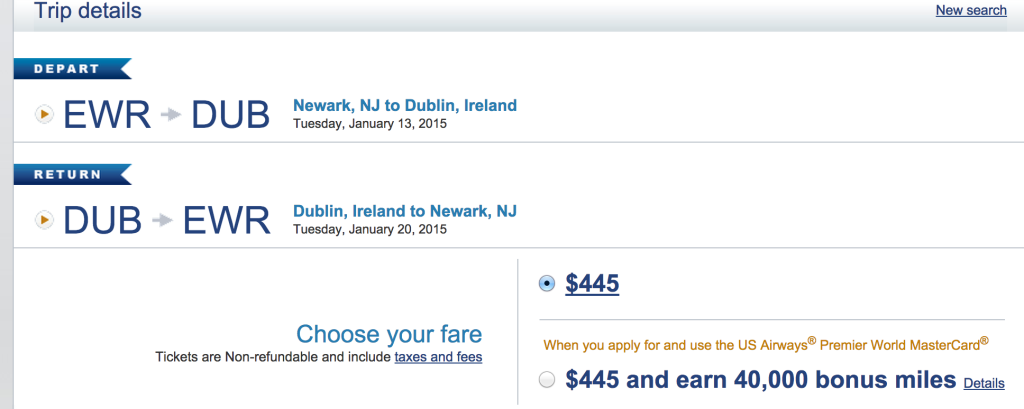 Great deal from Newark to Dublin, Ireland - $445 on US Airways!