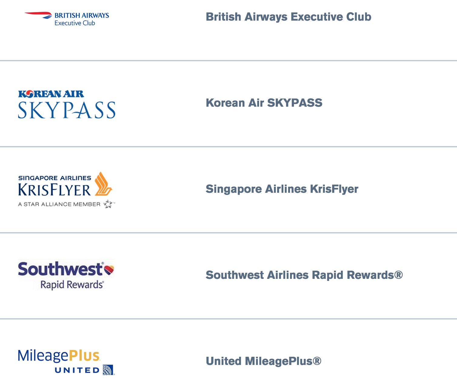 a screenshot of a group of airline logos