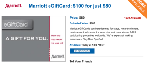 20% off Marriott gift cards