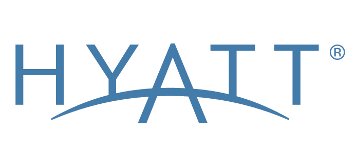 a blue logo with a curved edge