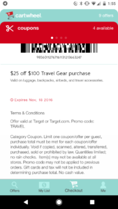 a screenshot of a travel gear purchase