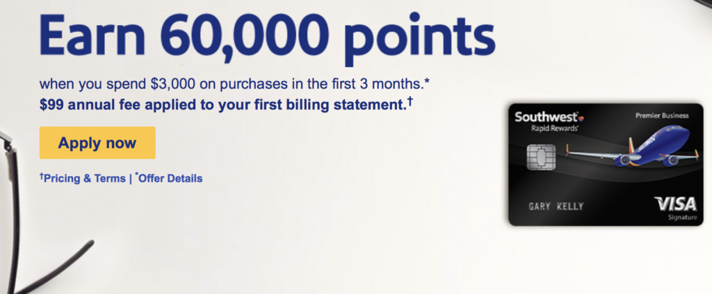 Southwest business card 60,000 point