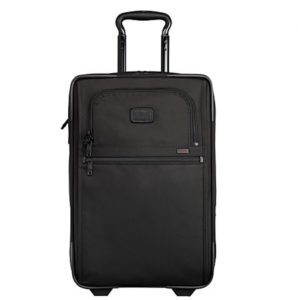 a black suitcase with a handle