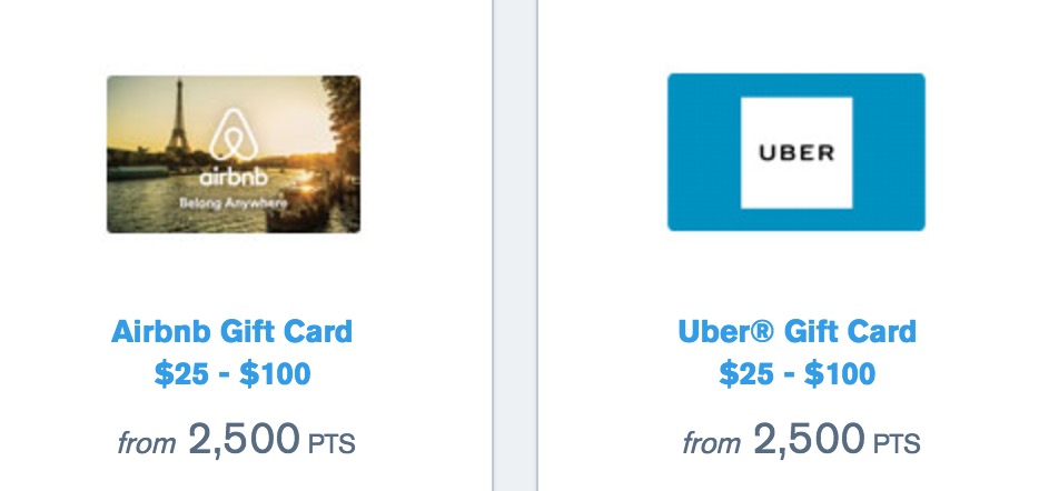ultimate reward points for airbnb and uber