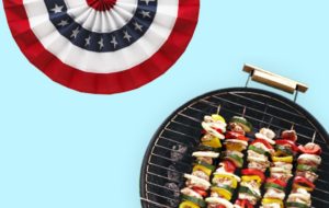 a skewers of vegetables on a grill