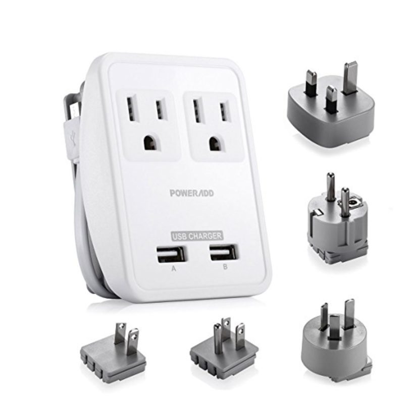 a white power strip with multiple ports