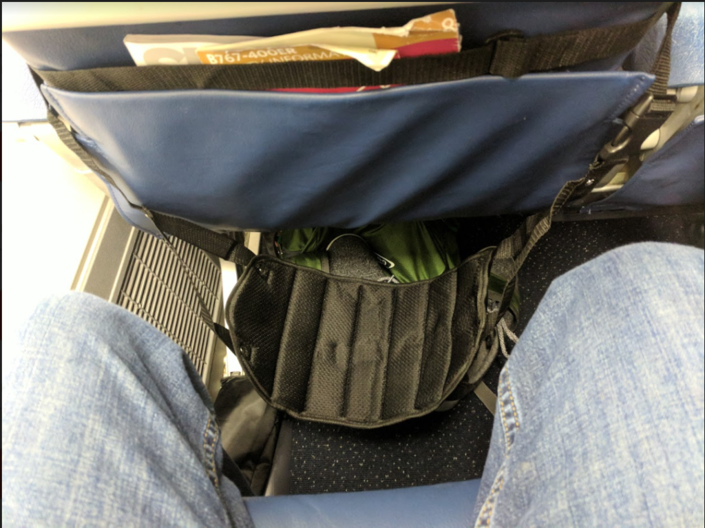 a black bag inside of a seat