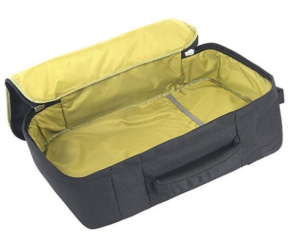 a black and yellow suitcase