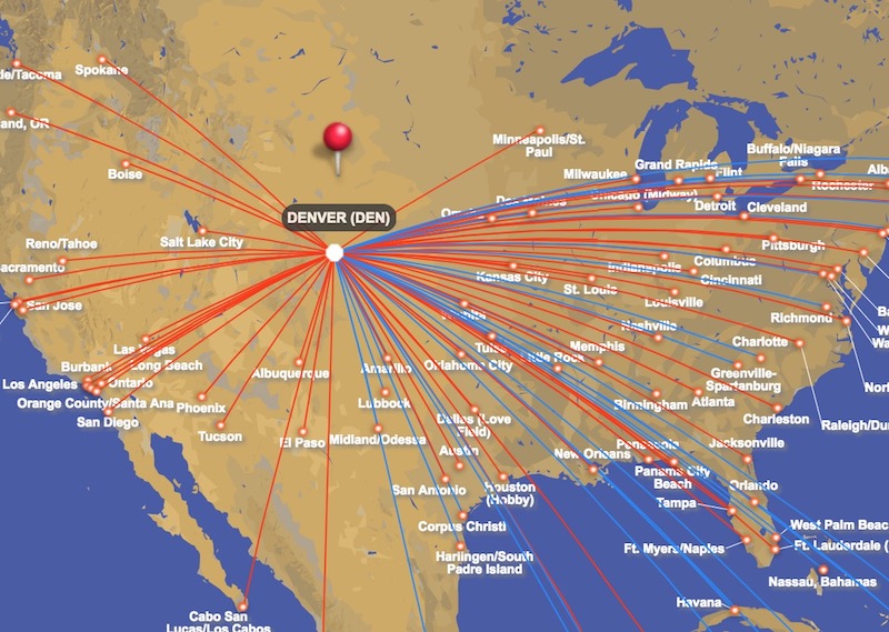 southwest airline interntional hubs map