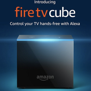 a black cube with a blue light