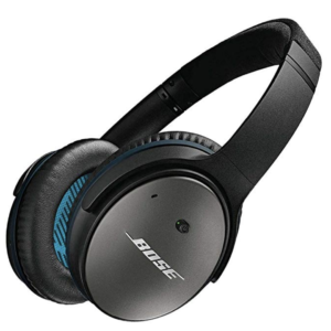 a black and blue headphones