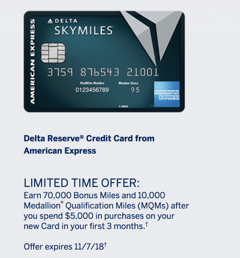 Highest Offer Now Available: Delta Reserve with 70,000 Miles and 10,000 ...