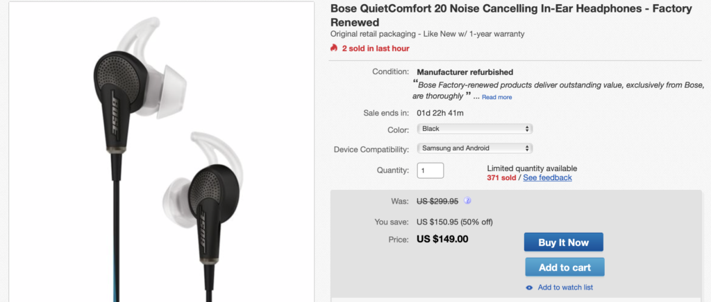 Great Deal on Bose QuietComfort 20 Earbuds - Great Noise