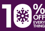 a purple sign with a snowflake and text