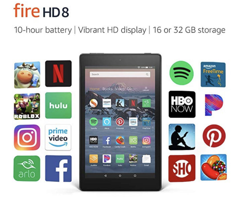 a tablet with many apps