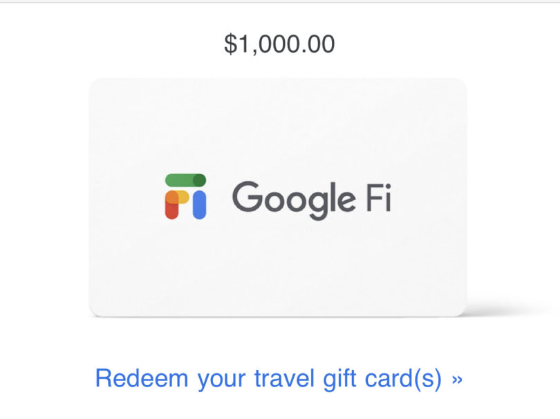 Google Fi travel gift cards