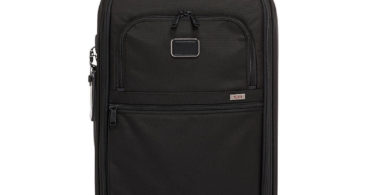 a black suitcase with a handle