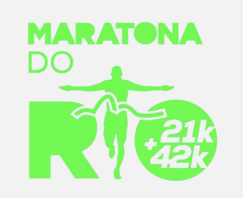 a green logo with a person running