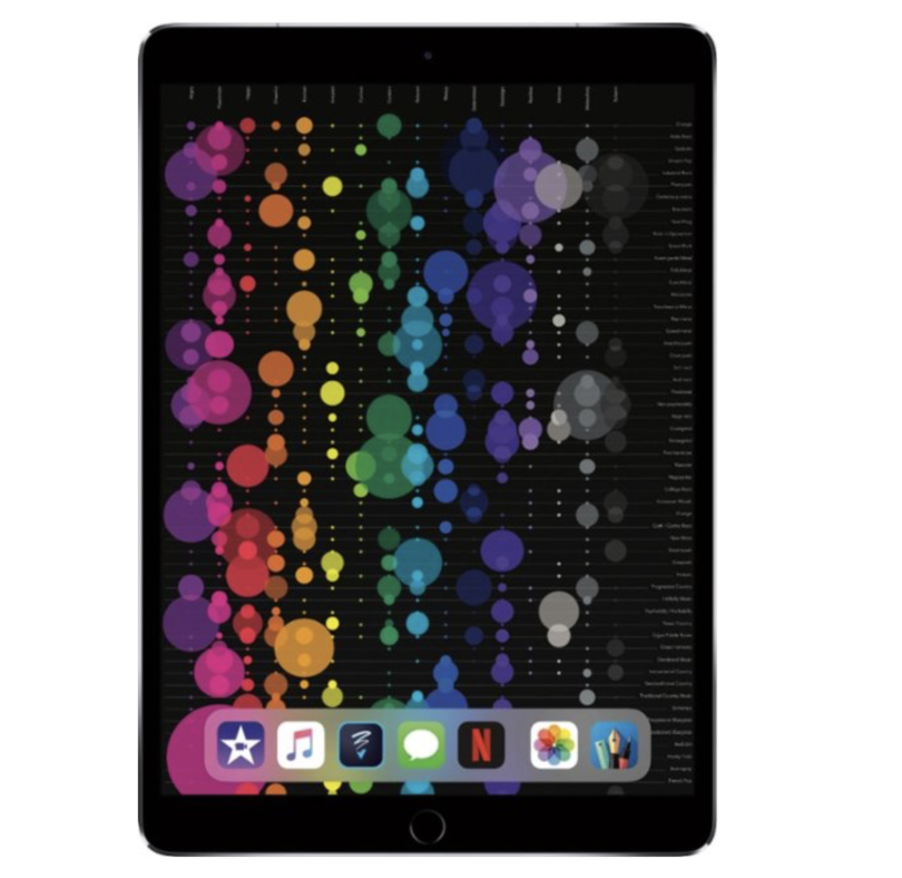 a tablet with colorful circles on the screen