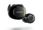 a close-up of a black earbuds