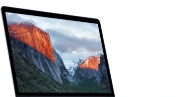 a laptop with mountains on the screen