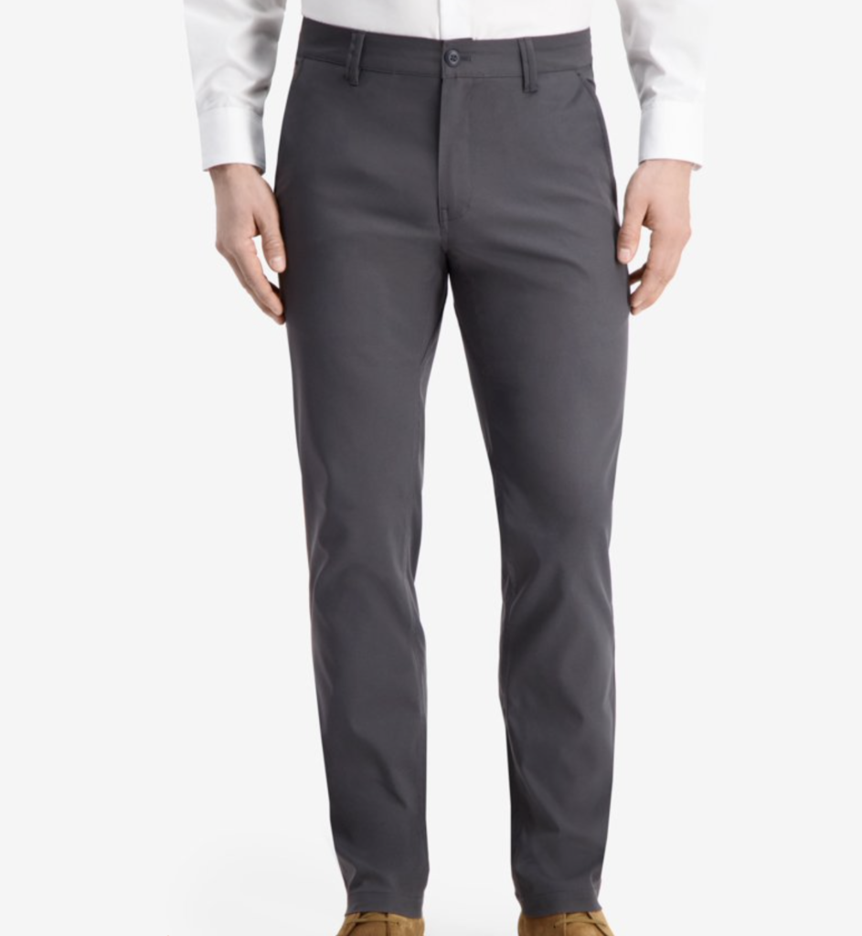 a man wearing grey pants