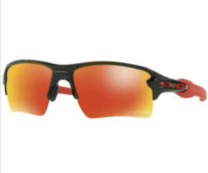 a black sunglasses with orange lenses
