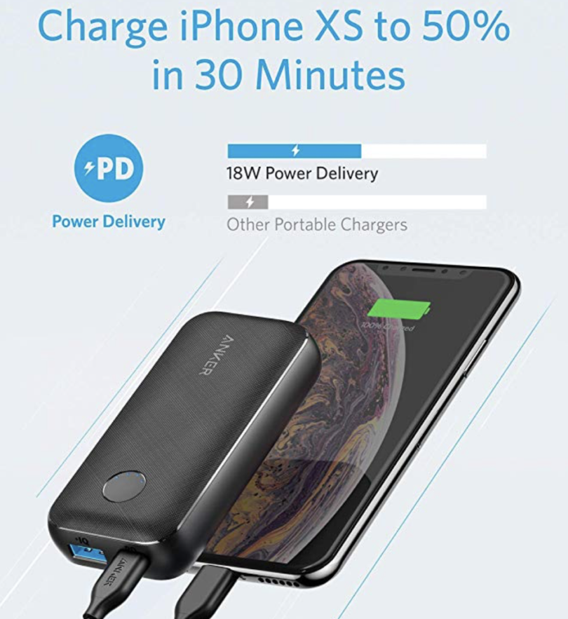 a phone charging with a power bank
