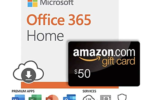 a gift card with a black square with text and icons