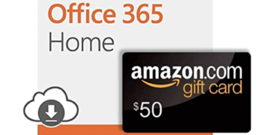 a gift card with a black square with text and icons