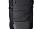 a black backpack with a white background