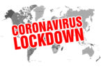 a map of the world with a coronavirus lockdown text