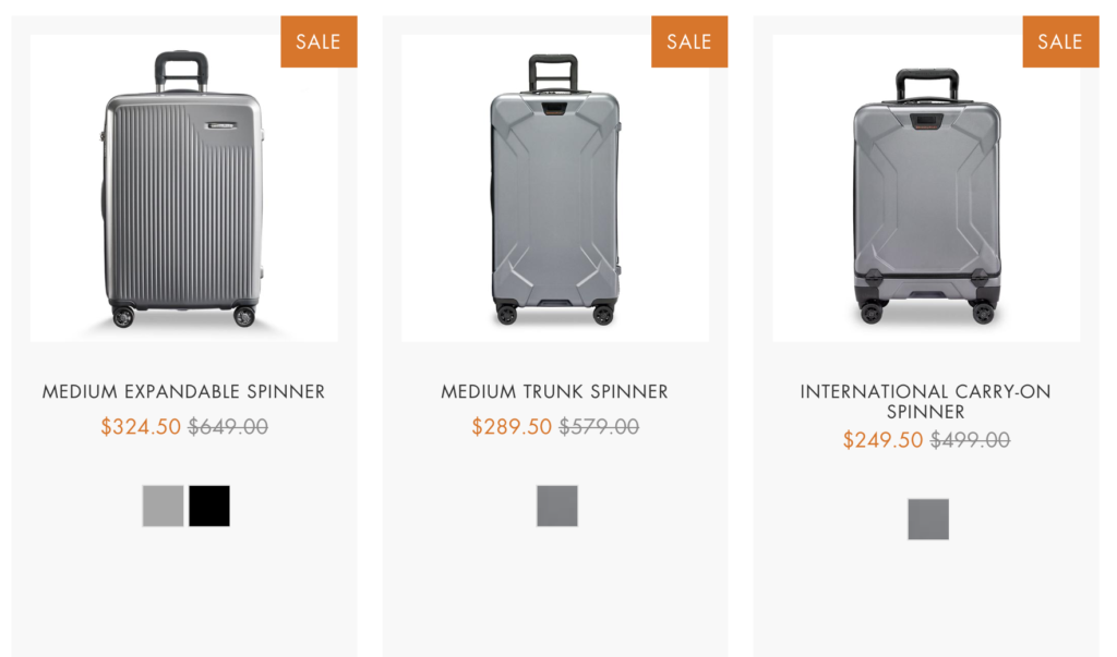 a group of luggage on sale