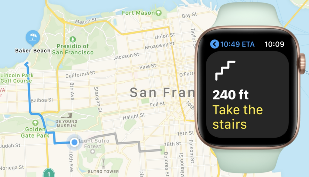 a smart watch on a map