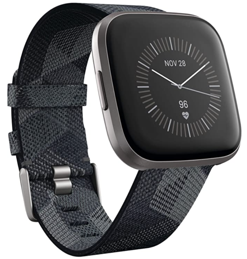 a smart watch with a black face