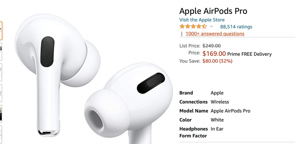 a white earbuds with black buttons