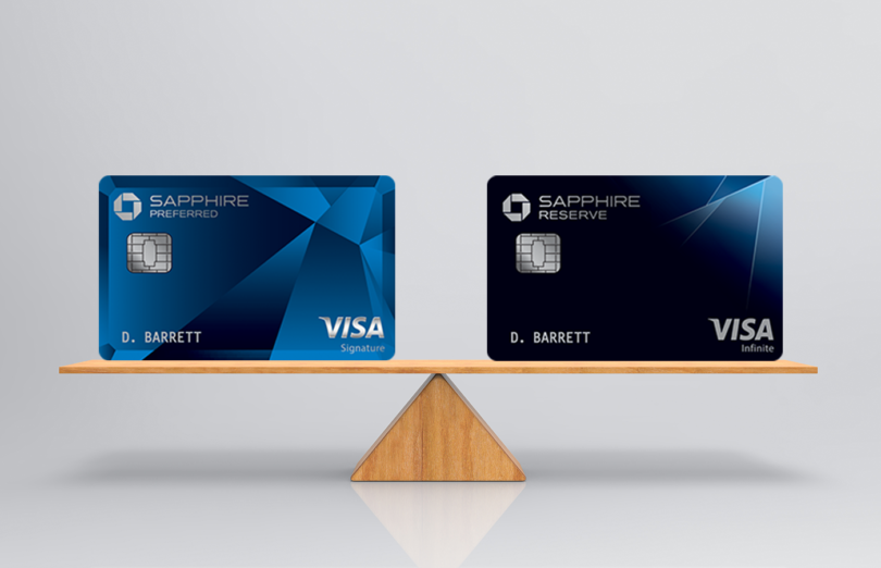 a pair of credit cards on a balance