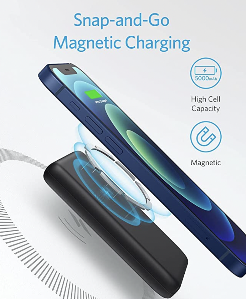 a cell phone charging with a magnet