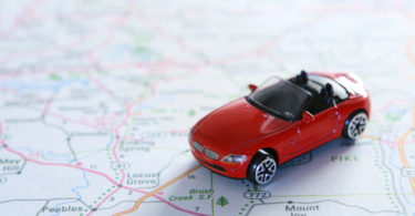 a toy car on a map