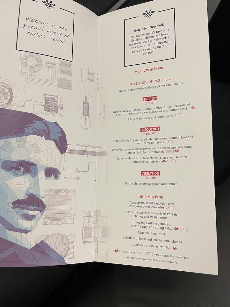 a menu with a picture of a man