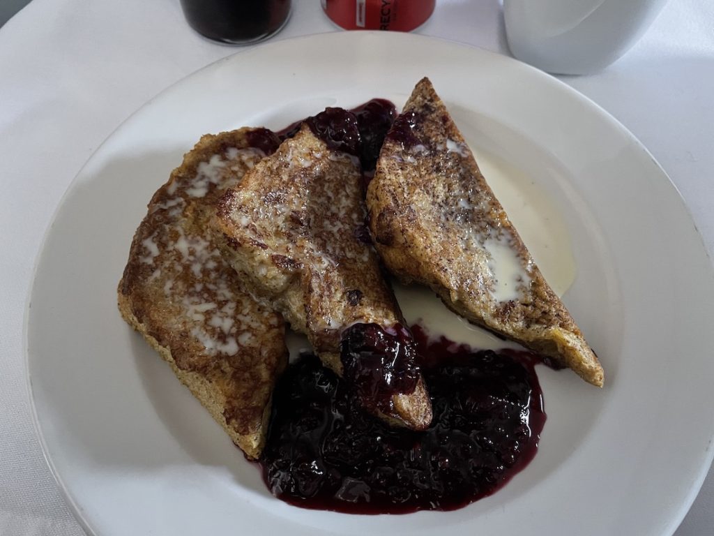 a plate of french toast with jam
