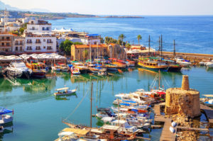 a harbor with many boats and buildings