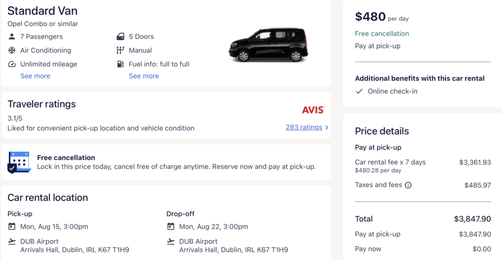 a screenshot of a car price list